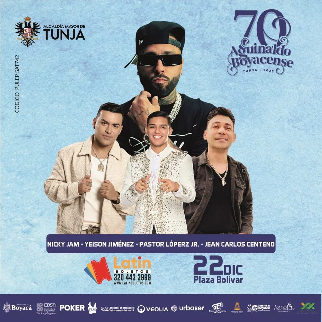 Aguinaldo Boyacense en Tunja - Nicky Jam, Yeison Jiménez, Pastor López Jr y Jean Carlos Centeno, Plaza de Bolívar, 25 de diciembre