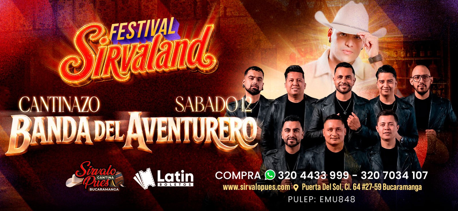 Banda del Aventurero en Sírvalo Pues Cantina Bucaramanga — 12 de septiembre 2026