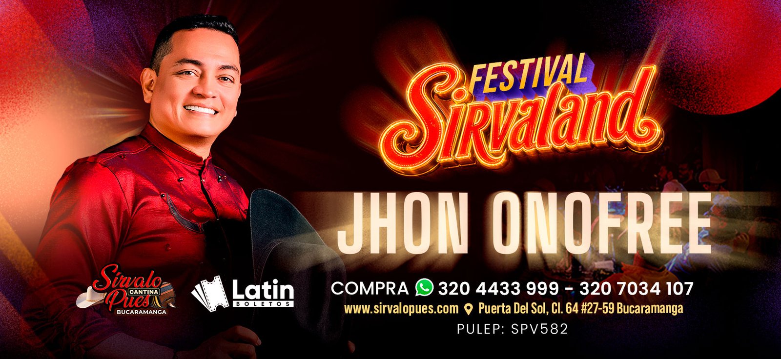 Jhon Onofre en Sírvalo Pues Cantina Bucaramanga — 18 de septiembre 2026