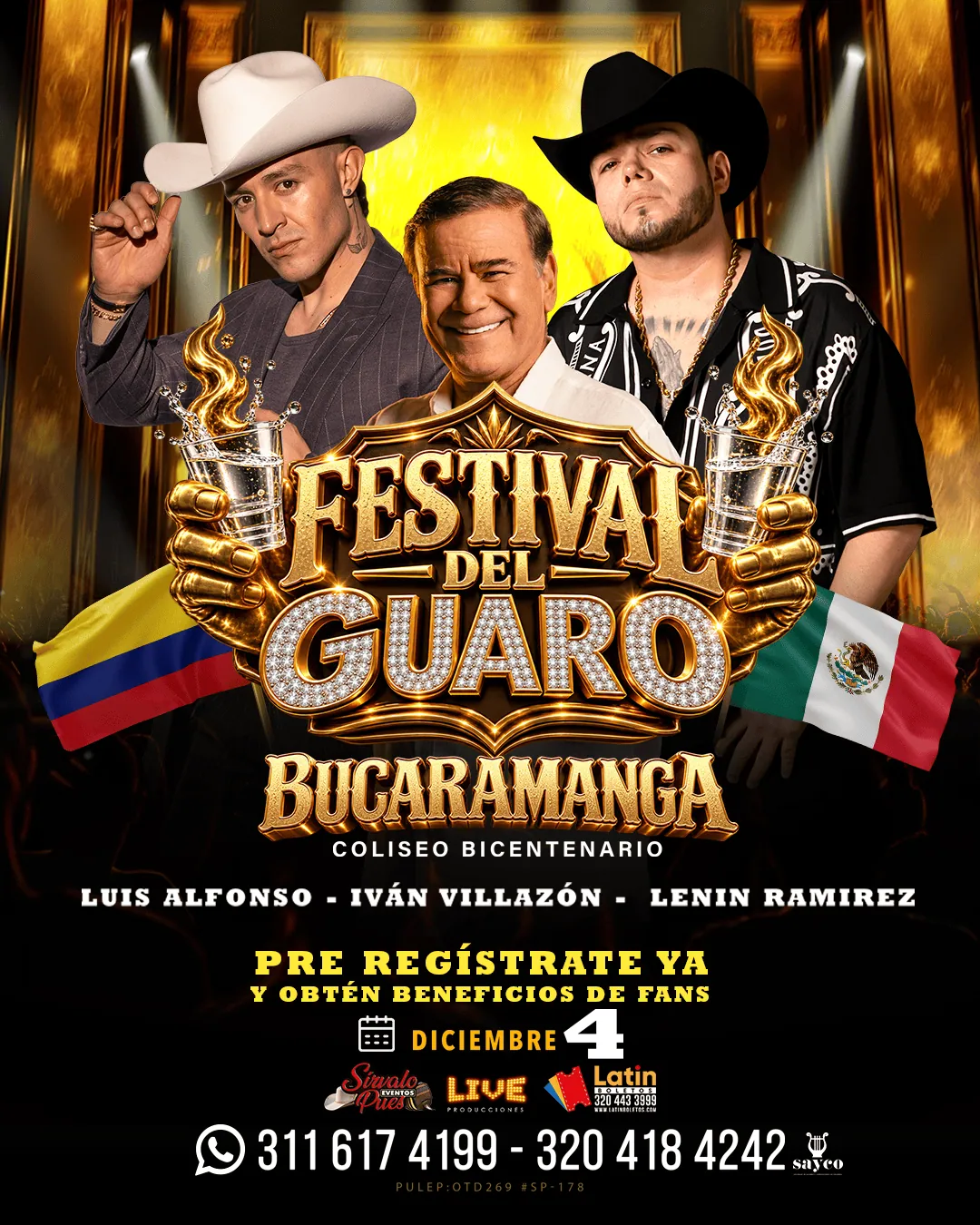 Festival del Guaro Bucaramanga 2026 con Luis Alfonso, Iván Villazón y Lenin Ramírez en el Coliseo Bicentenario — 4 de diciembre