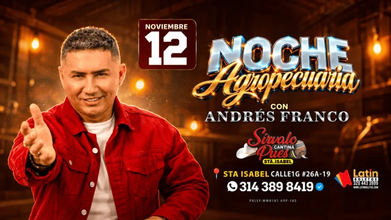 Noche Agropecuaria con Andrés Franco en Sírvalo Pues Cantina Santa Isabel, Bogotá — 12 de noviembre 2026
